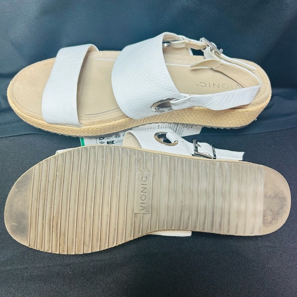 Vionic White Sandals with Cushioned Footbed and Adjustable Slingback - Picture 2 of 7